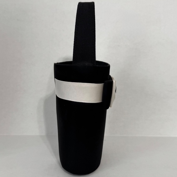 🌹La Regale Black Satin Bucket Purse w/ White Bow Cocktail Wedding Bridal Classy - Picture 3 of 12